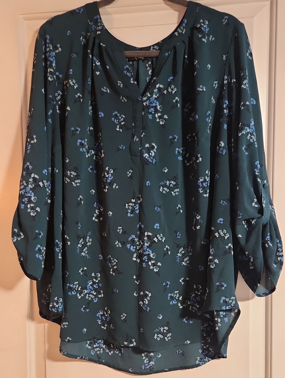 41 Hawthorn Teal Green Floral Tunic Top
